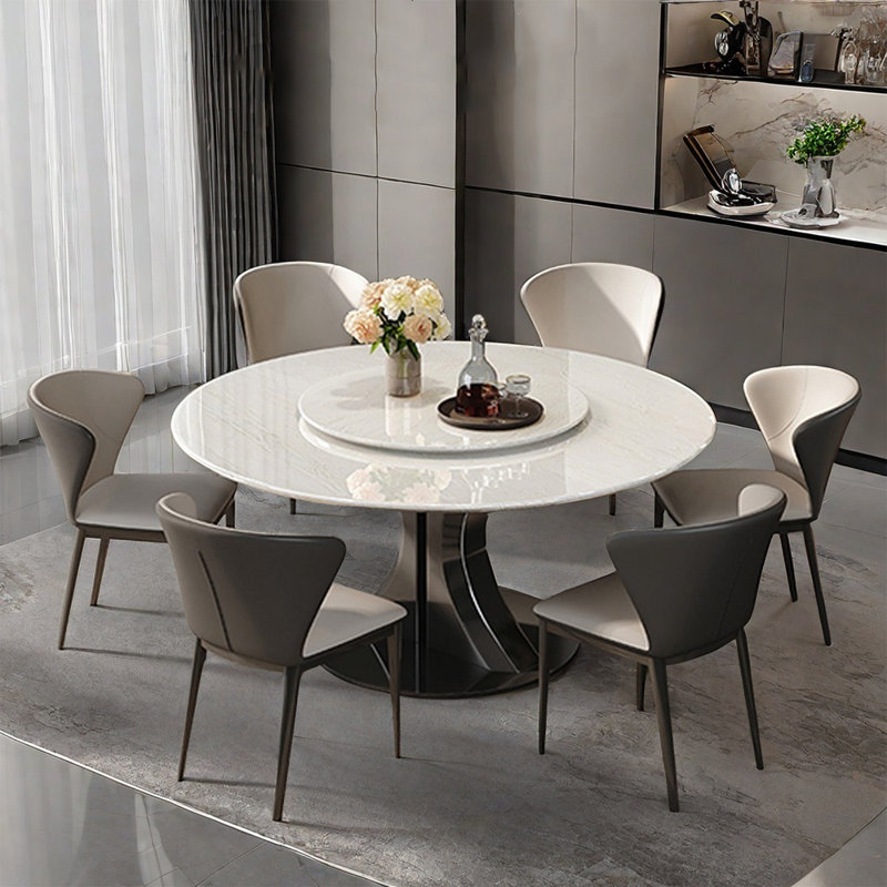 Ensemble de table de salle à manger simple et moderne, H 29,52 po x L 51,18 po x l 51,18 po, 9 Pieces: Table, 8 Chairs