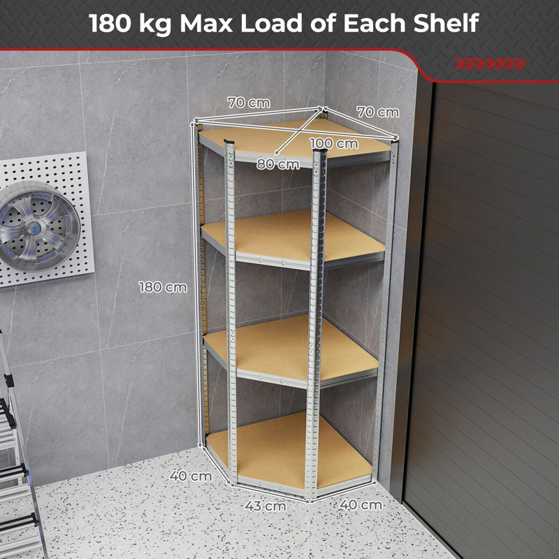 Ekanta 100cm W Metal Shelving Unit, White/Natural
