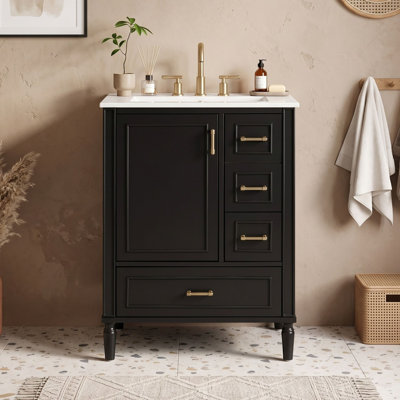 Meuble-lavabo de salle de bain avec lavabo en céramique et 3 tiroirs