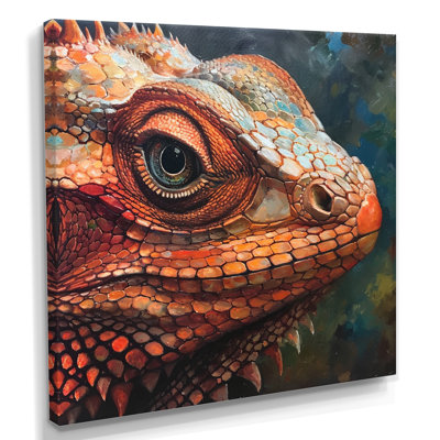 Portrait de lézard rouge souriant - lézard, art mural