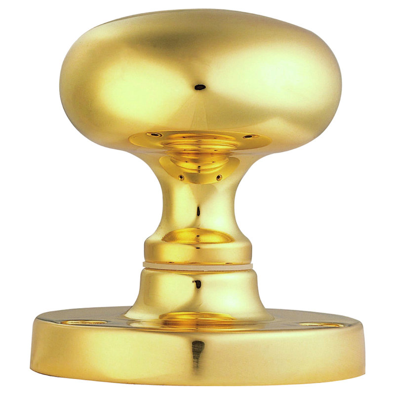 Victorian Passage Door Knob, Polished Brass