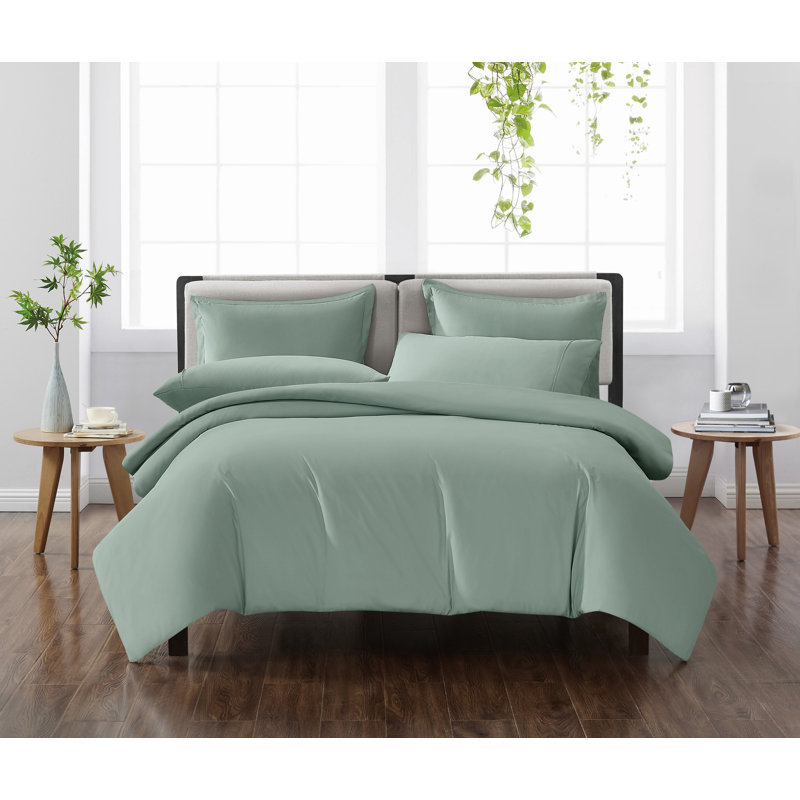 Cannon Solid Duvet Cover Set, Twin XL Duvet Cover + 1 Sham, Green