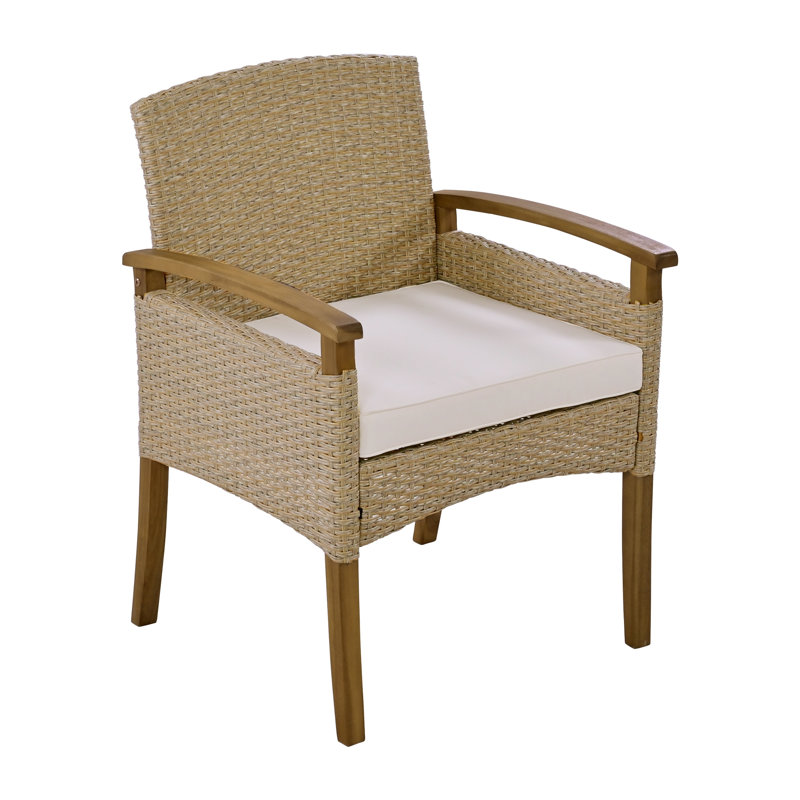 Chereen 6 - Person Acacia Wicker Patio Dining Set with Rectangular Table , Cushions Included