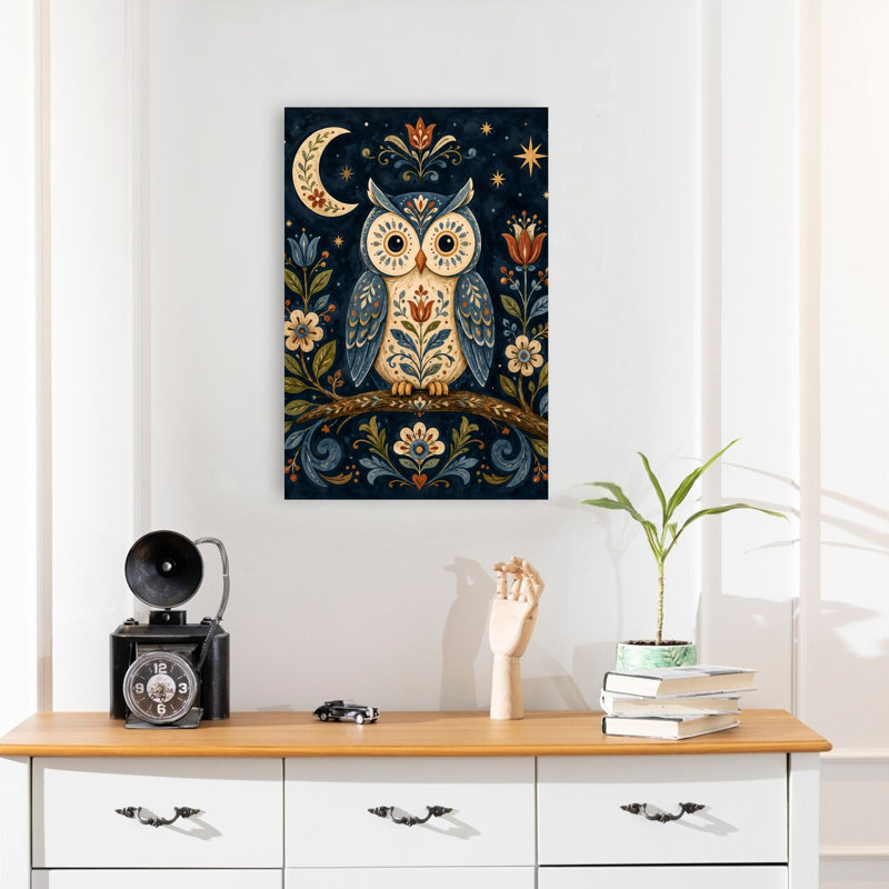 Reproduction d'art mural chouette céleste, 24" H x 16" W