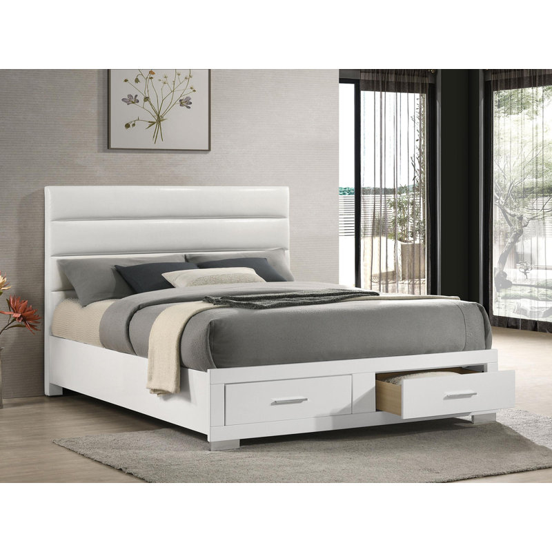 Eastern Storage Bed White High Gloss, King