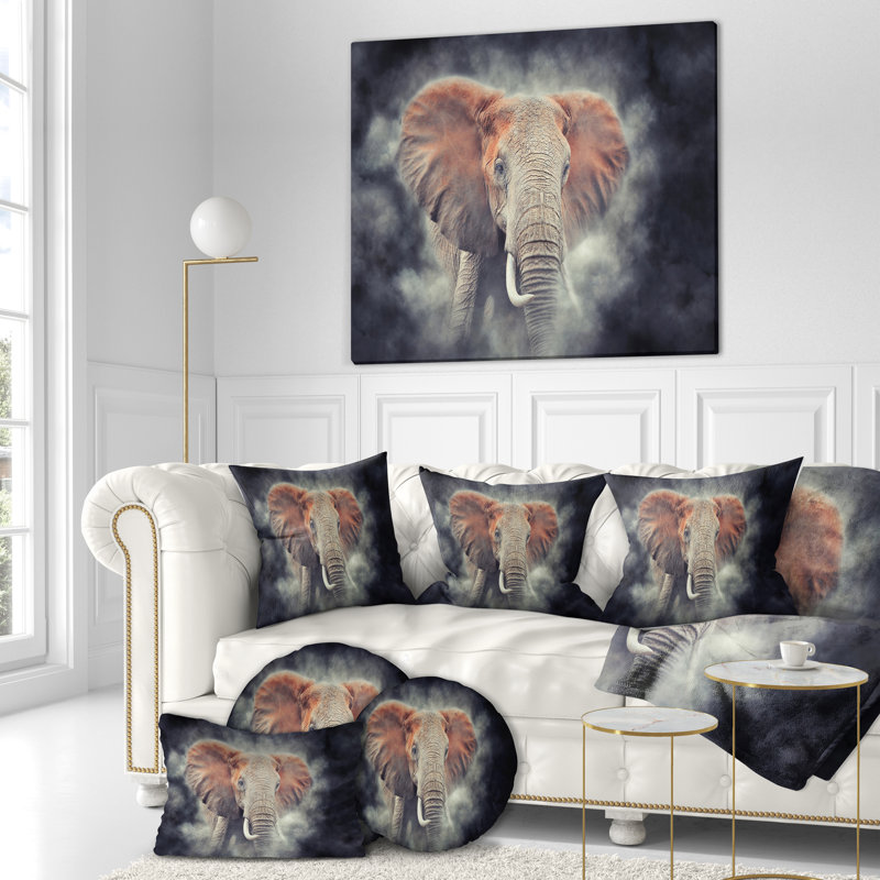 Reproduction d'art graphique sur toile tendue «Elephant Closup in Smoke», H 30 po x l 40 po x P 1,5 po