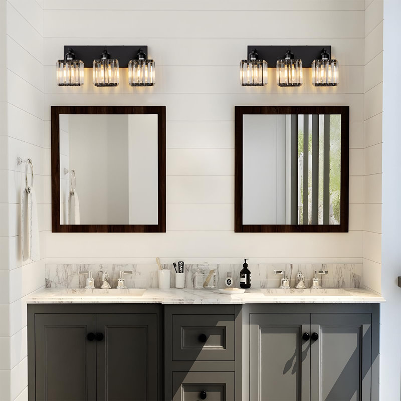 Éclairage pour meuble-lavabo noir 3 lumières