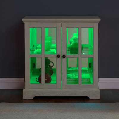 Led Curio Display Cabinet,Antique Display Cabinet With Adjustable Shelves,Retro Design Quality Showcase With Lattice Doors Elegant Bookcase And Storage Cabinet For Home Decor And Organization Whi