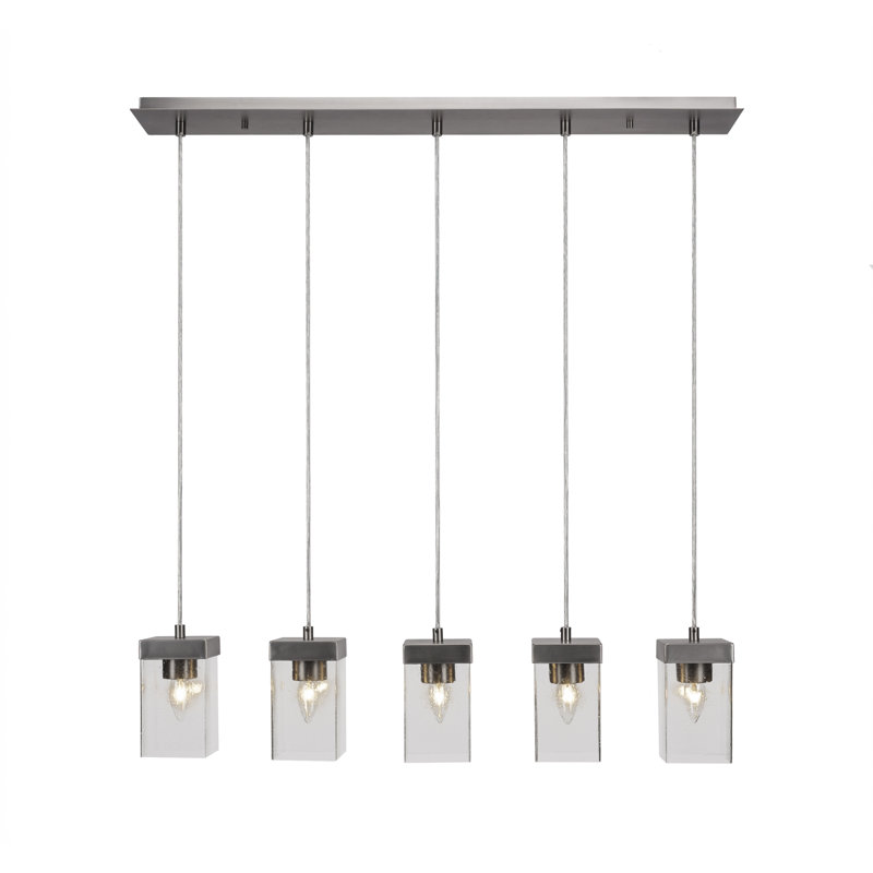 Luminaire suspendu linéaire 5 lumières Nouvelle, Clair, Graphite