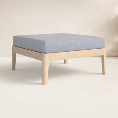 Deloris Acacia Outdoor 30" Ottoman Coffee Table with Cushion