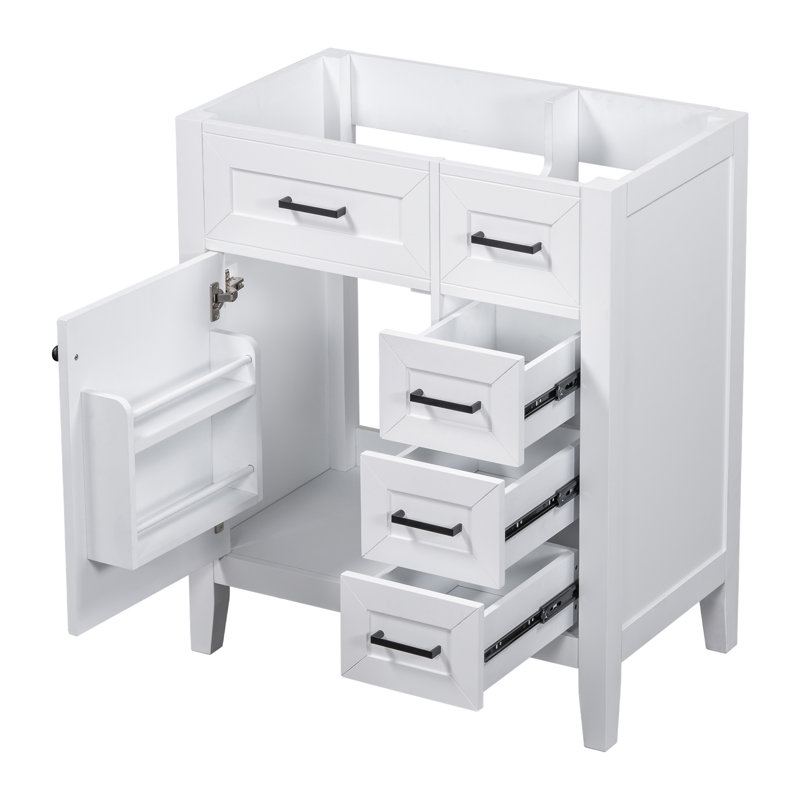 Meuble-lavabo de 30 po sans lavabo, base d'armoire seulement, armoire de salle de bain avec tiroirs, structure solide et panneau de fibres à densité moyenne