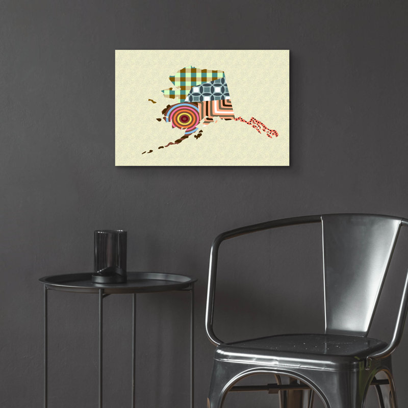  «Alaska State Map» par Lanre Adefioye, art mural en verre acrylique, 16 po x 12 po, H 16 po x l 24 po x P 0,2 po