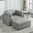 Linen 50" Wide Oversized Armchair with Ottoman-236306651