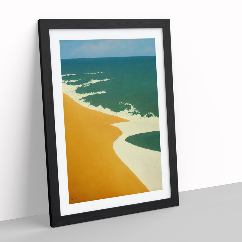 Enigmatic Beach - Single Picture Frame Painting, 64cm H x 46cm W x 2cm D, Black