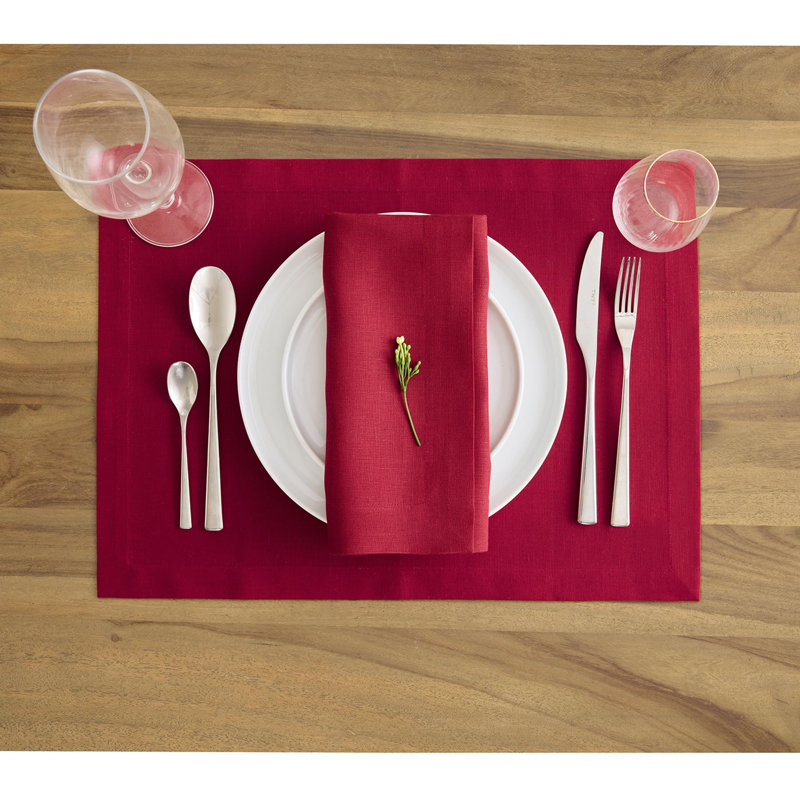 Dru Cotton Linen Dinner Napkins, Scarlet Red