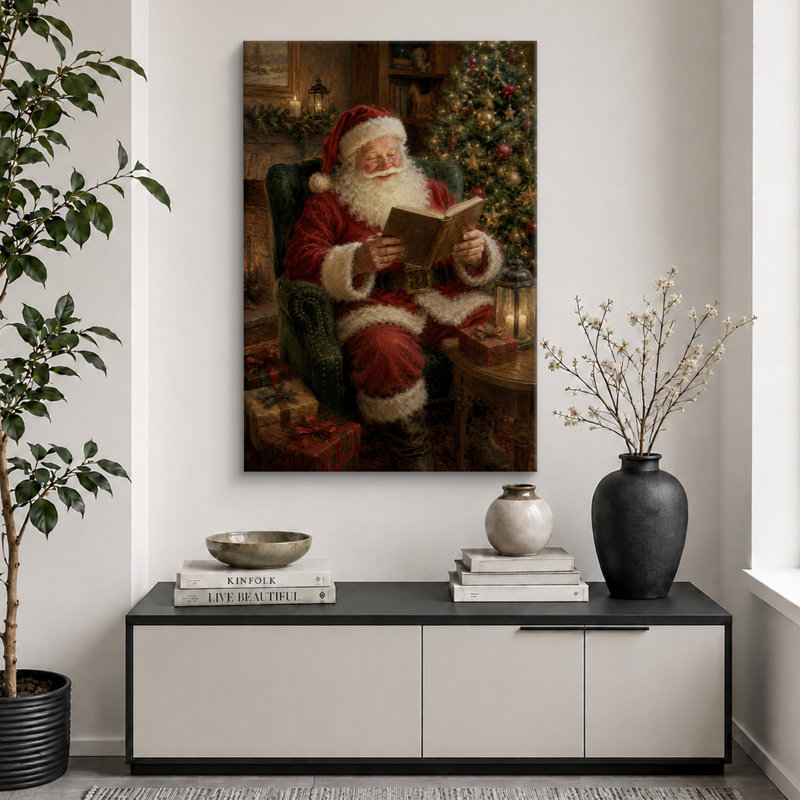 Père Noël, vacances de Noël, images de salon, impression sur toile encadrée, impression sur toile, Toile tendue
