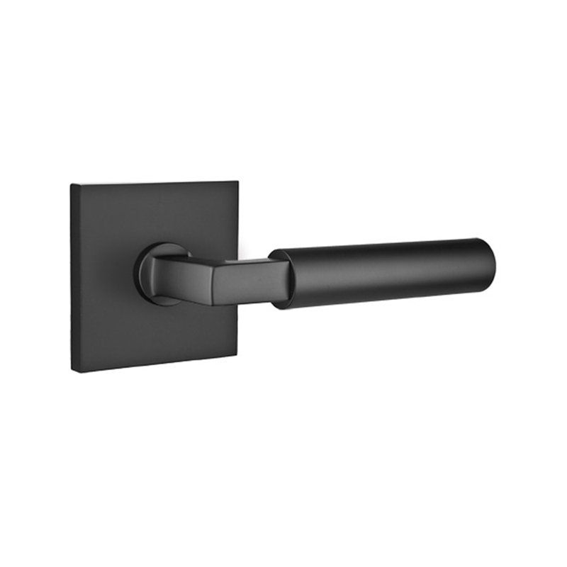 Hercules Privacy (Bed & Bath) Lever with Square Rosette, Flat Black, Right