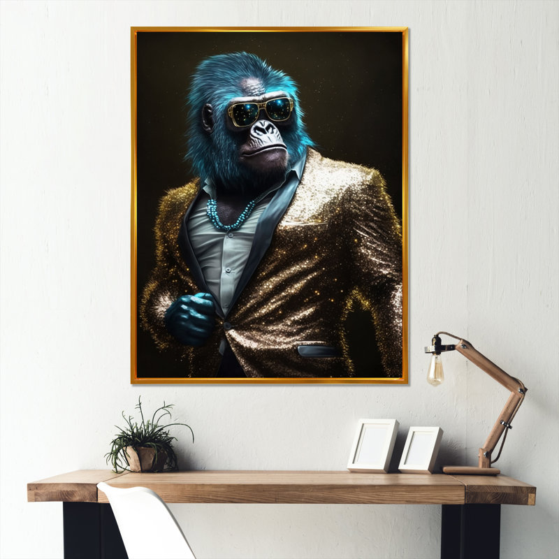 «Disco Style Tuxedo Gorilla II», reproduction sur toile flottante, L 30 po x H 40 po, Or