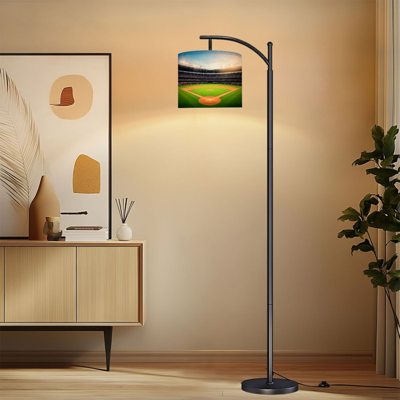 Lampe sur pied arc avec abat-jour réglable Stade de baseball panoramique Green Field
