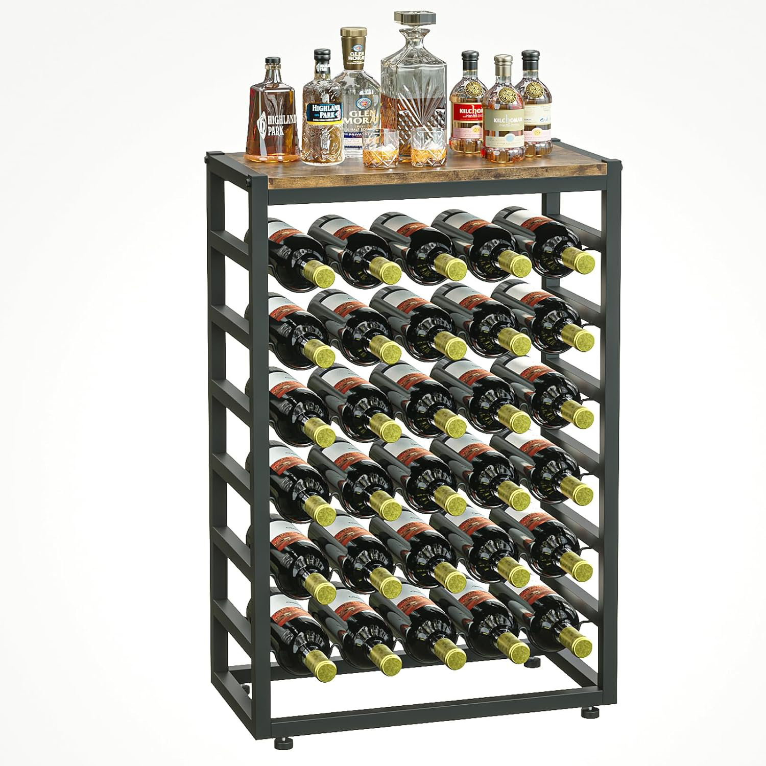 17 Stories Wine Rack Free Standing 6Tier 30 Bottles Wine Holder