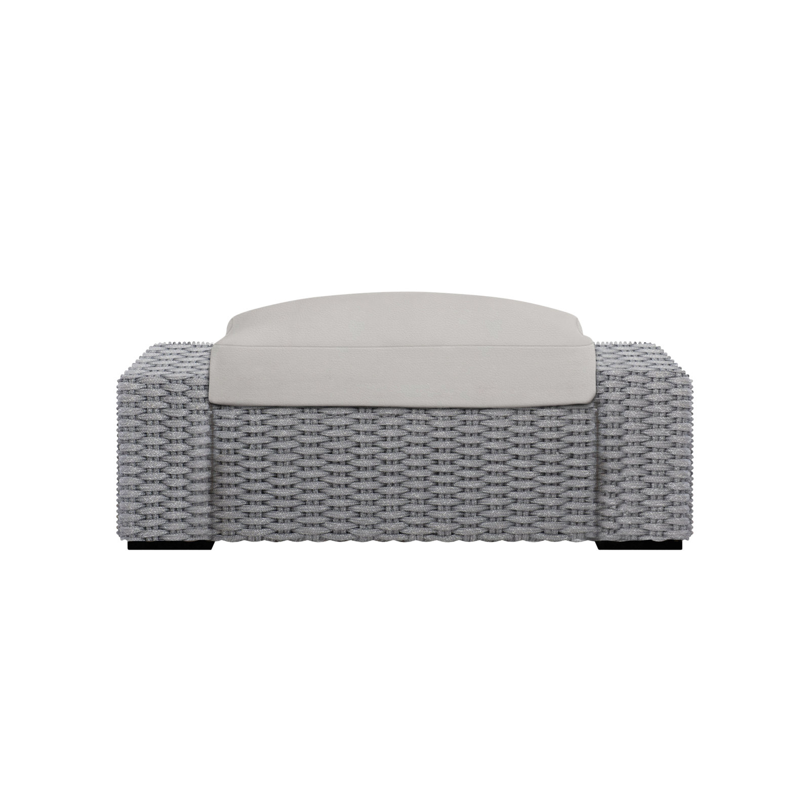 Capri Outdoor Ottoman with Cushion, Light Grey Vinyl 6503-010