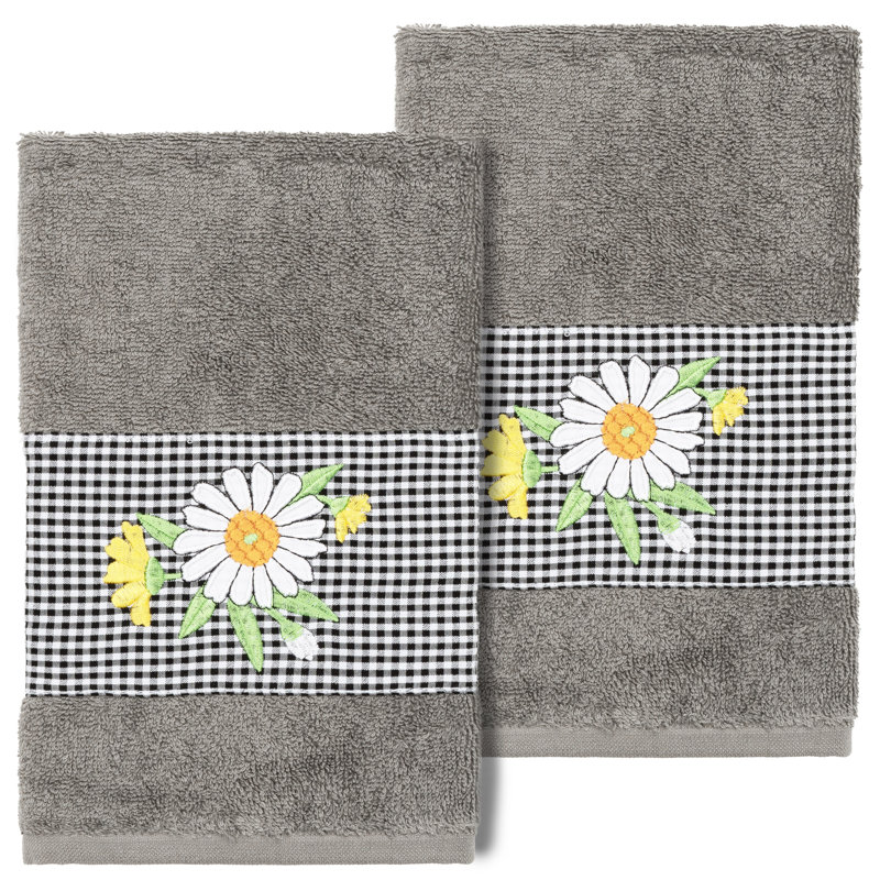 DAISY 100% Turkish Cotton Hand Towel, Dark Gray