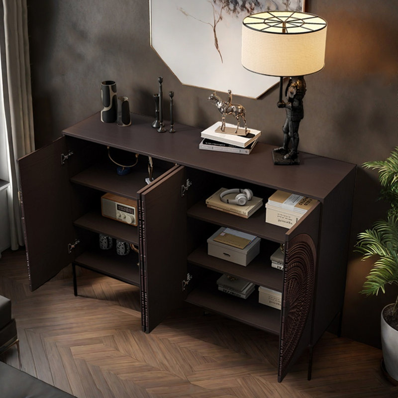 Buffet en bois sculpté rétro Light Light, Tanné