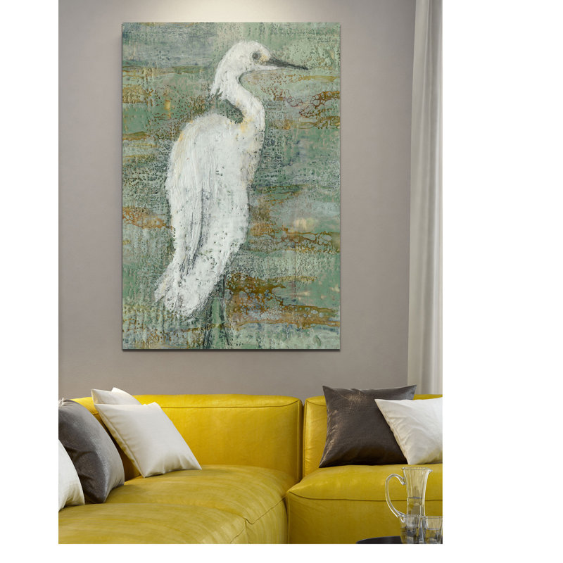 « textured héron ii », impression, H 18 po x l 12 po x P 1,5 po, Toile tendue