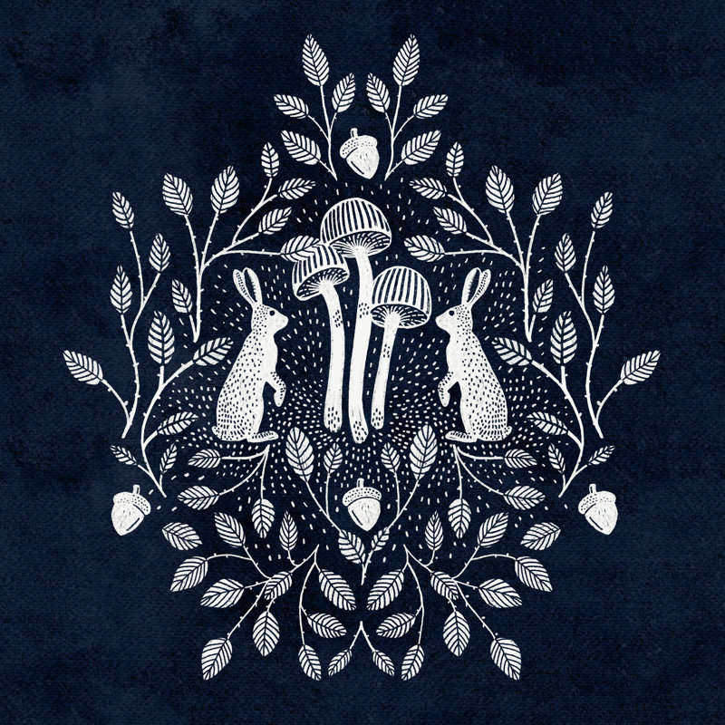 Rabbits And Mushrooms V by Katie O'Shea - Wrapped Canvas Print, 122 cm H x 122 cm W