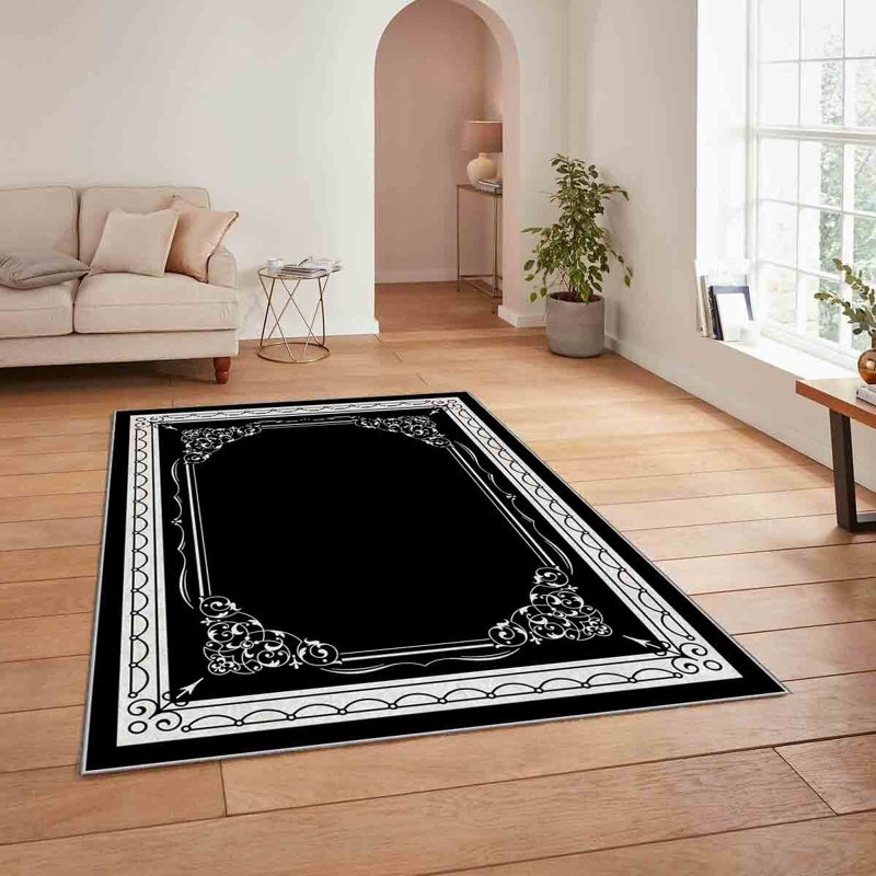 Premium Woven Carpet, 4 ft x 6 ft, 100% Polyester, 740 g/m² | Non-Slip Felt Dot Underside, Machine Washable at 86°F, Low Pile Height: 0.2 in | Digital Print Design, Easy to Clean & Maintain, Ideal for Living Room & Office