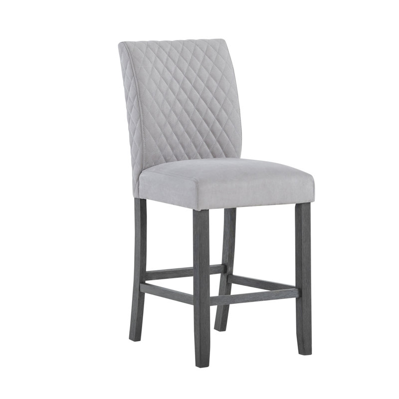 De 2 sièges de chaise rembourrés en tissu gris Jasmine, pieds en bloc, hauteur de bras de 22 po, finition en microsuède, motif géométrique, repas décontracté pour 2 personnes, coussins de siège,