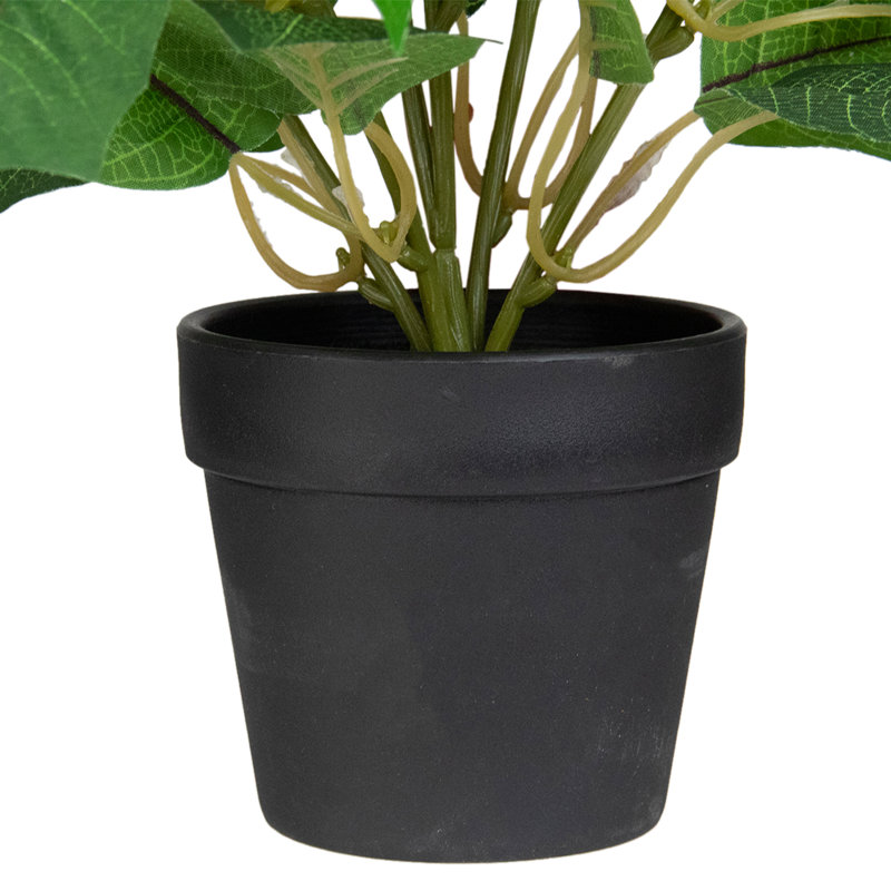 Plante de poinsettia artificielle blanche et brune 14,5 "avec pot