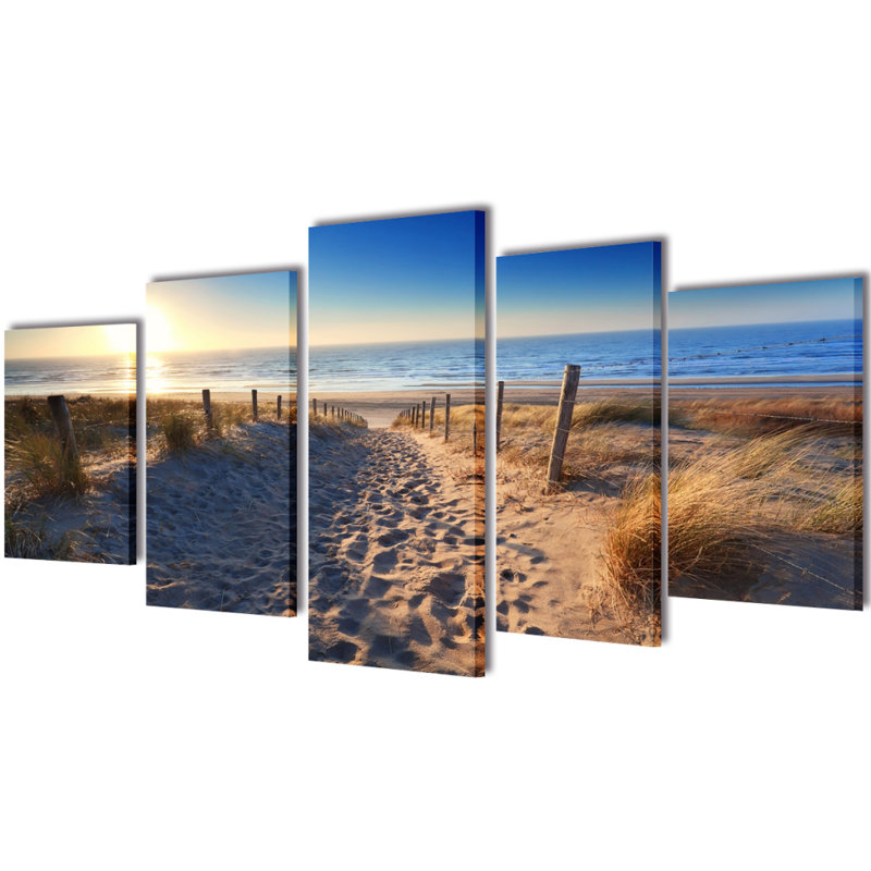 Dragon Beach - 5 Piece No Frame Print on Canvas, 50cm H x 100cm W x 1.8cm D