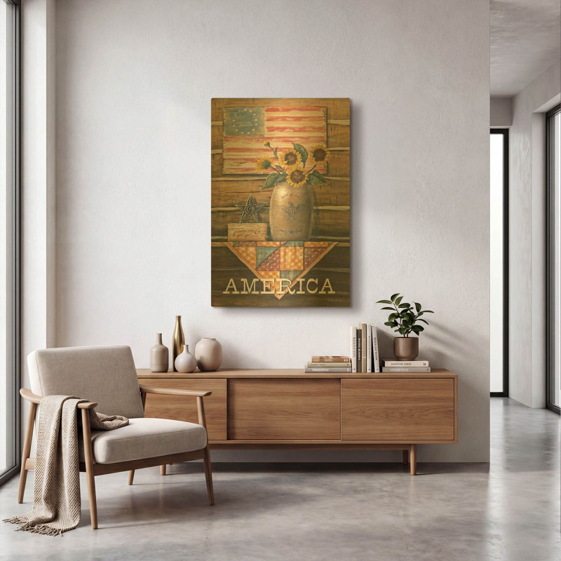 «Rustic America» par Pam Britton, art mural en métal doré, 24 po x 36 po, 24"x36"