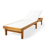 Gunnarr 78.25" Long Reclining Acacia Single Chaise Lounge