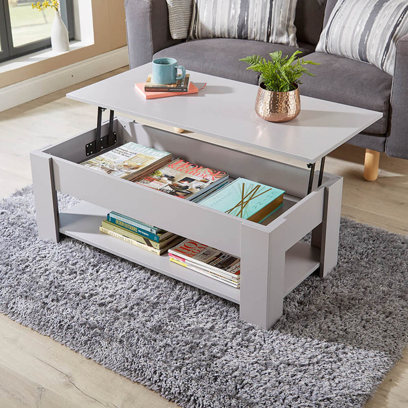 Alrun Coffee Table with Lift-up Storage, Grey