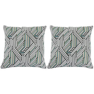 Weave Pattern Teal And Grey Decorative Throw Pillowcase (18wx18l Set Of 2)