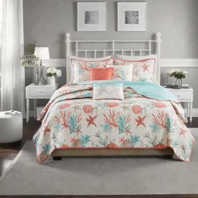 Luxurious Cotton Sateen Quilt Bedding Sets, Coastal Style For Home