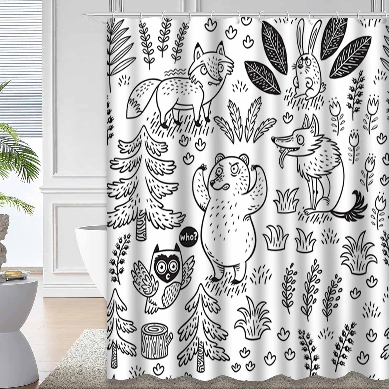 East Urban Home Seamless Woodland Animals Cartoon Forest Garden Shower ...