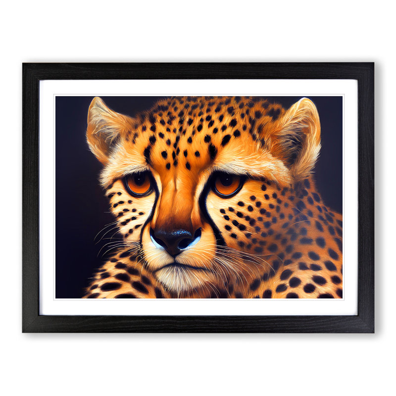 Stunning Cheetah - Single Picture Frame Print, Black, 25cm H x 34cm W x 2cm D