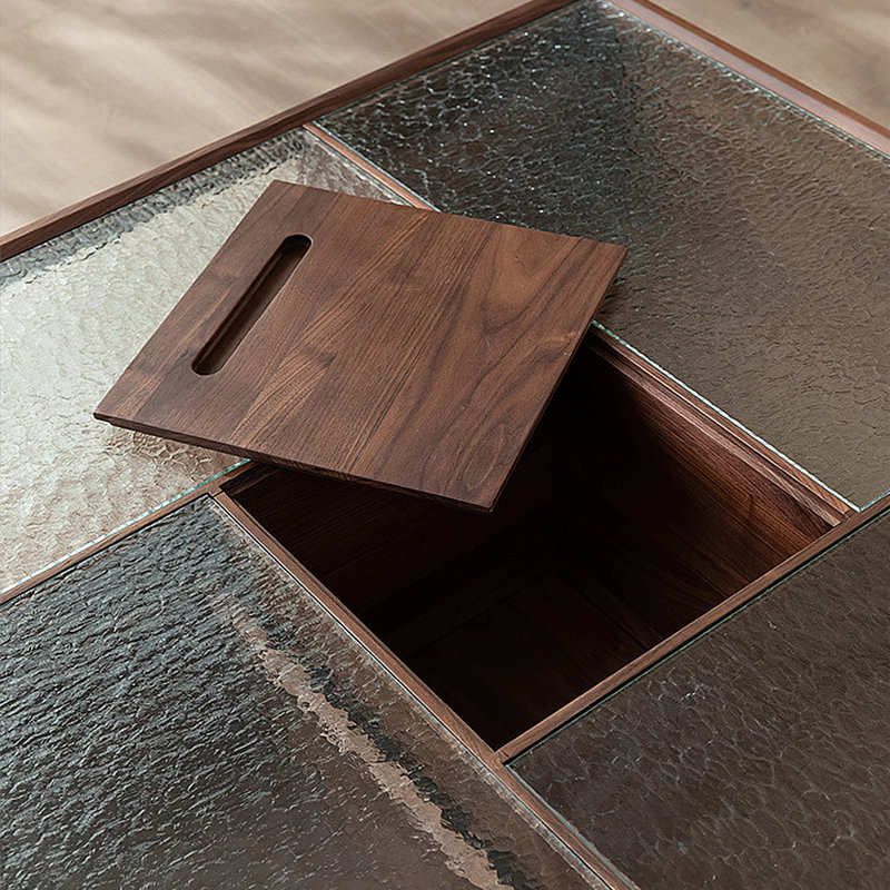 Modern simple solid wood glass coffee table