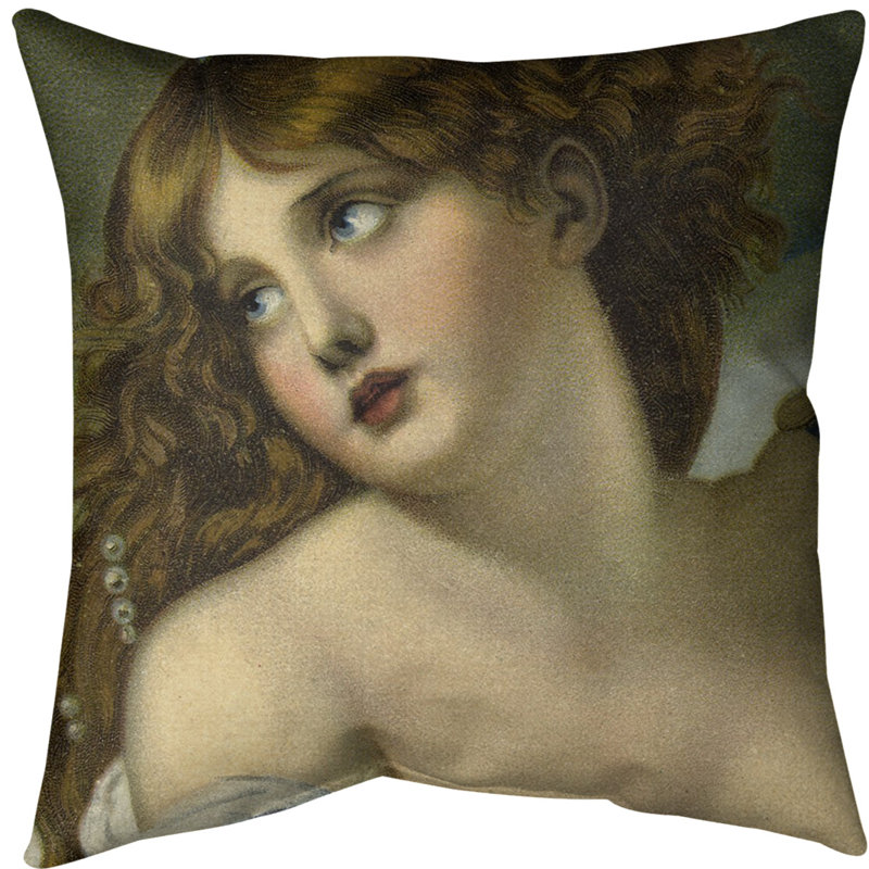 Housse de coussin Psyche, 14 po x 14 po, Bleu, Sergé de coton