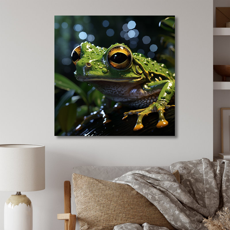 " Expressionist Frog Movement ", 16" H x 16" W x 1" D, Wrapped Canvas
