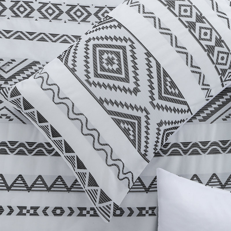 Queen Black and White Microfiber Reversible Comforter Set