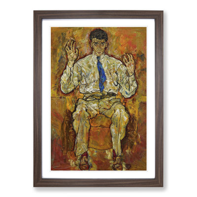 Portrait of a Seated Man by Egon Schiele - Framed Print