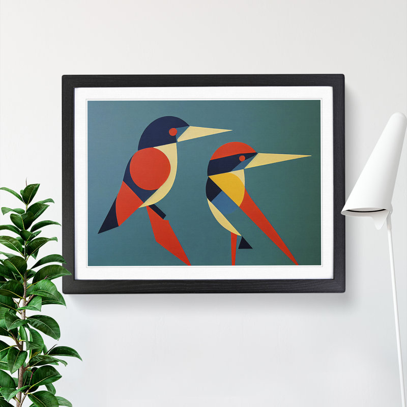 Kingfisher Bird Abstract Vol.1 - Framed Print, Black, 25cm H x 34cm W x 2cm D
