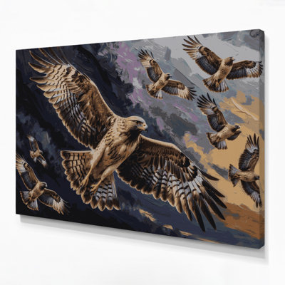 «Birds Common Buzzard», art mural sur toile mauve