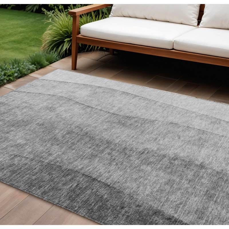 Tapis extérieur gris ombré lavable argenté et gris anthracite 8 pi x 10 pi