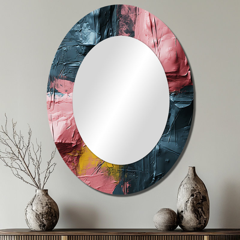 Sicile - Grand miroir mural ovale sur support métallique, 40 po x 30 po