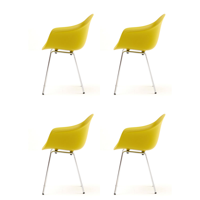 Fauteuil TA (ensemble de 4), Moutarde / chrome